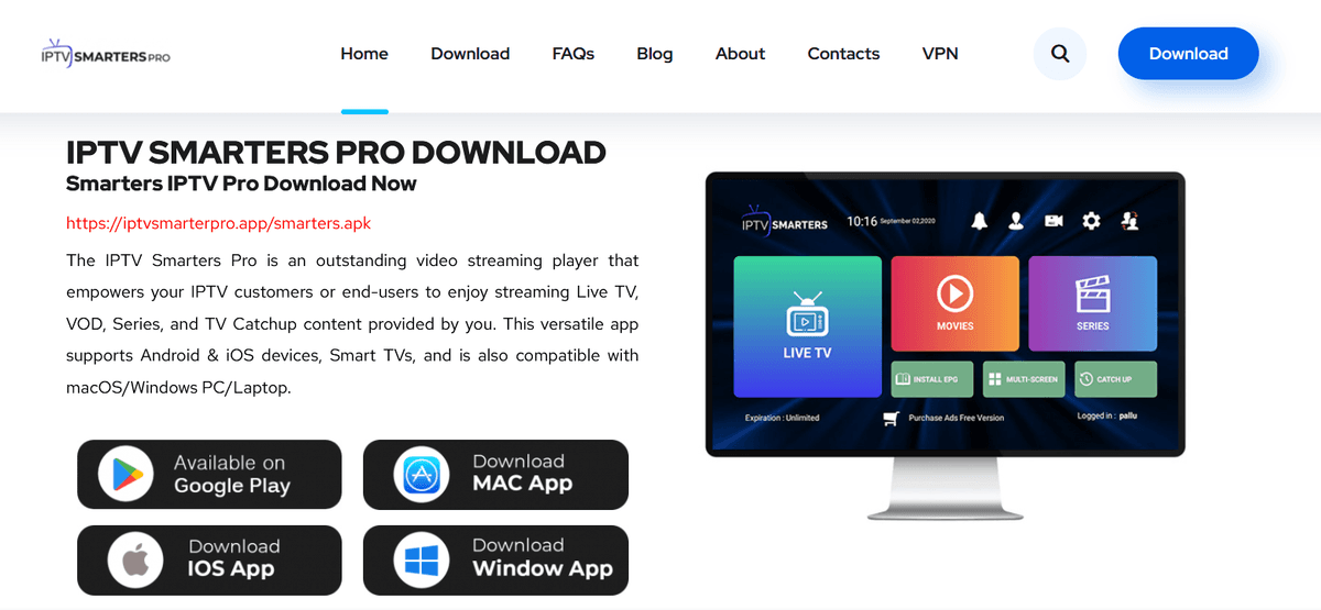 Télécharger l'application IPTV Smarters